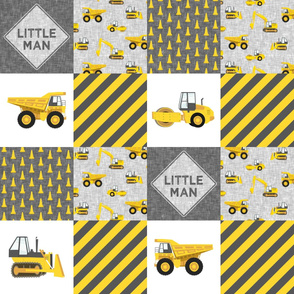 Little Man - Construction Nursery Wholecloth - grey & yellow  - LAD19