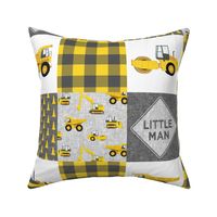 Little Man - Construction Nursery Wholecloth - grey & yellow plaid - LAD19