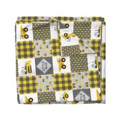 Little Man - Construction Nursery Wholecloth - grey & yellow plaid (90) - LAD19