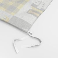 Little Man - Construction Nursery Wholecloth - grey & yellow plaid (90) - LAD19