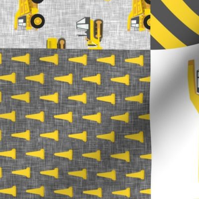 Construction Nursery Wholecloth - grey & yellow (90) - LAD19