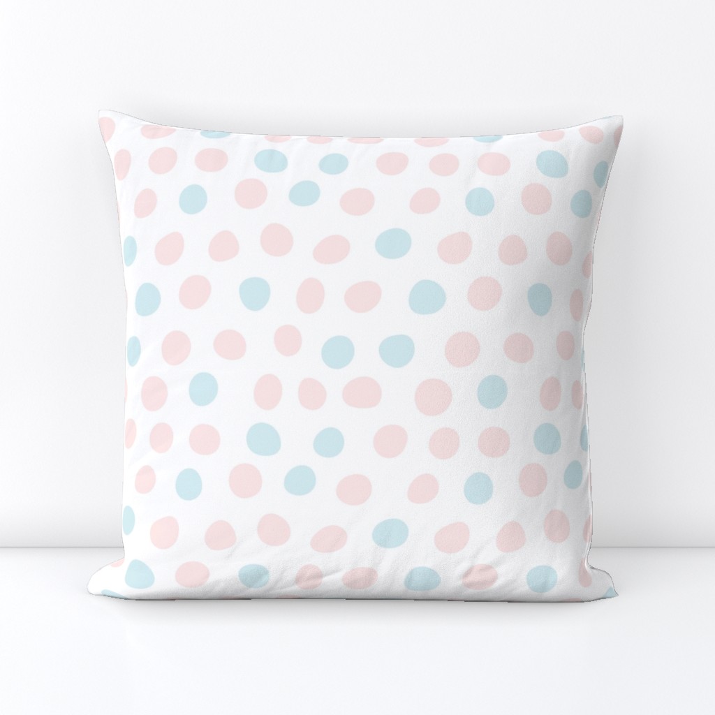 Hand Drawn Polka Dots in Pink and Blue