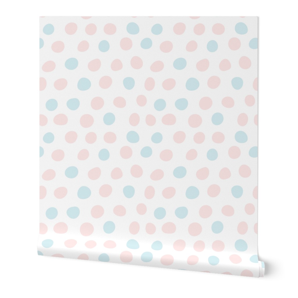 Hand Drawn Polka Dots in Pink and Blue