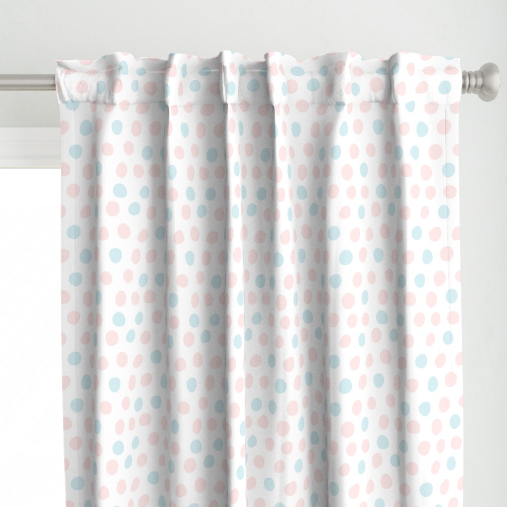 Hand Drawn Polka Dots in Pink and Blue