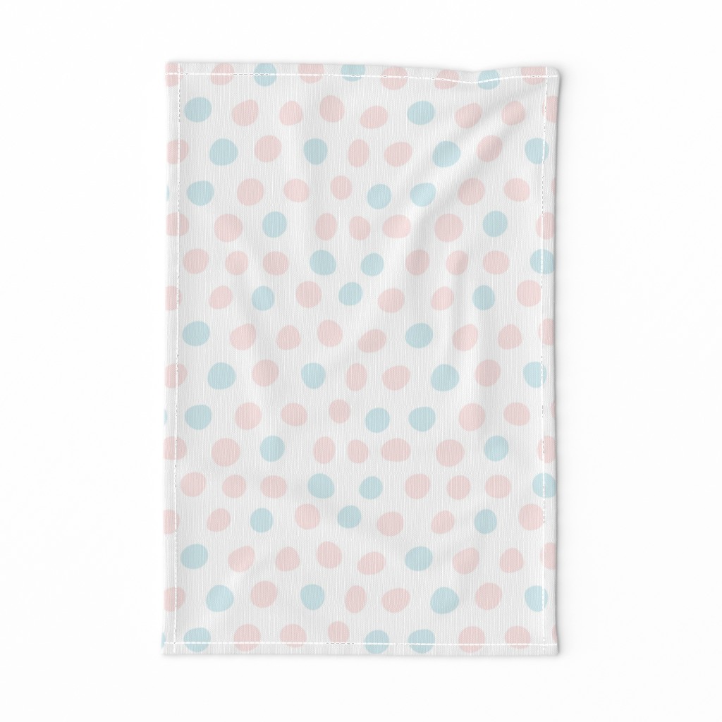 Hand Drawn Polka Dots in Pink and Blue