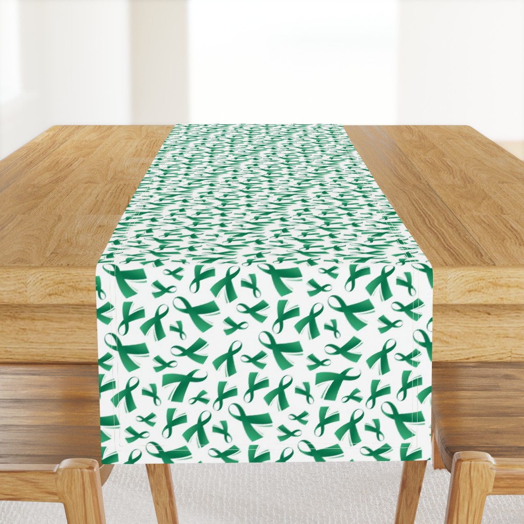 Emerald Green Ribbon for Liver Cancer Awareness Fabric Decorative