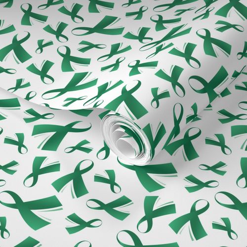Emerald Green Ribbon for Liver Cancer Awareness Fabric Decorative
