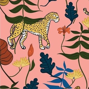 Cat on the jungle modern floral 