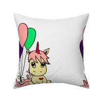 Unicorn with balloons PILLOW size