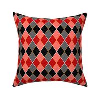 Argyle Plaid Red Black Pink and Gray