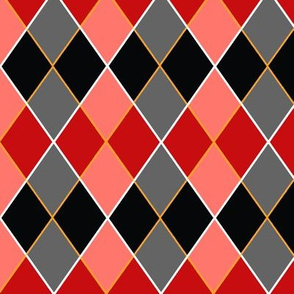 Argyle Plaid Red Black Pink and Gray