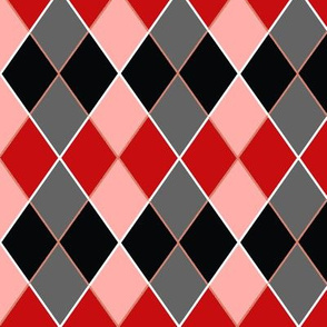 Argyle Plaid Red Pink and Gray