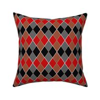 Argyle Plaid Red Black Brown and Gray