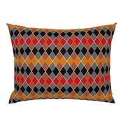 Argyle Plaid Red Black Gray Brown and Tangerine Orange