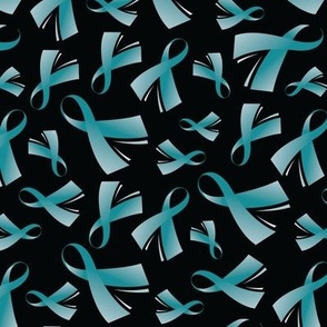 OVARIAN Cancer Awareness Ribbon TEAL Ribbon BLACK-01