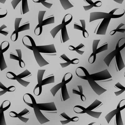 Melanoma Skin Cancer Awareness Ribbon Black Ribbon-on Grey-01