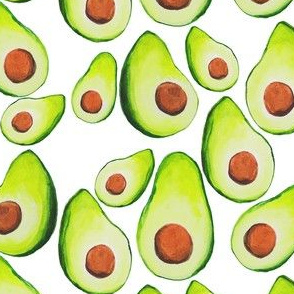 Watercolor Avocados on white