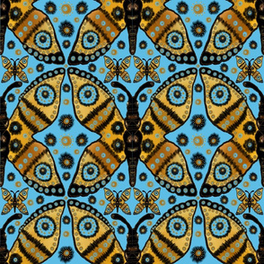 Boho Butterfly Migration on Turquoise Blue