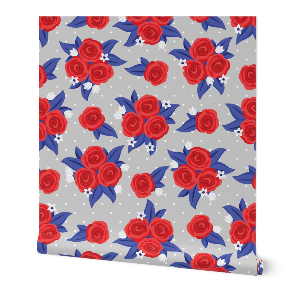 Polka Roses (Red, White and Blue)