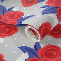 Polka Roses (Red, White and Blue)