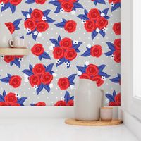 Polka Roses (Red, White and Blue)