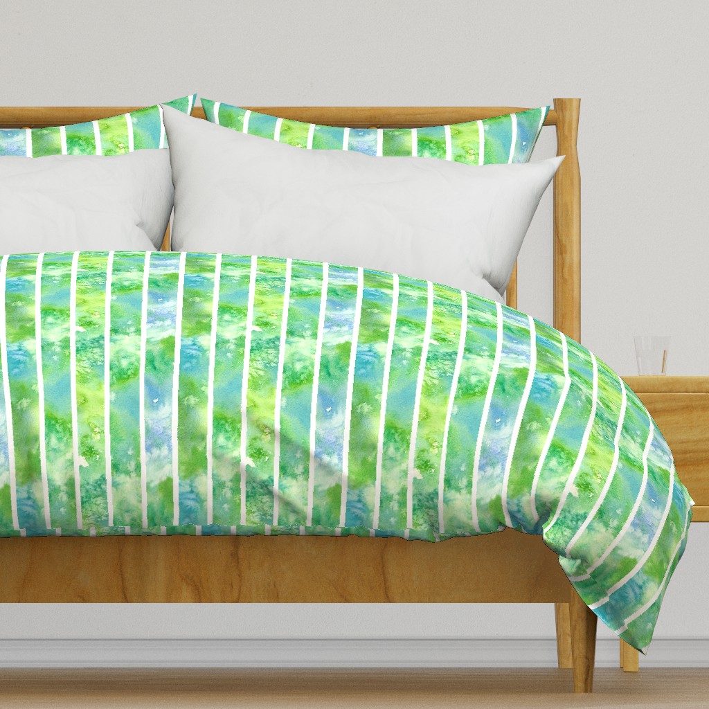 Green Watercolor Wash Stripe 