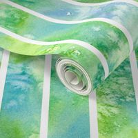 Green Watercolor Wash Stripe 