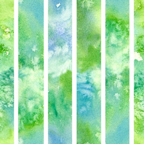 Green Watercolor Wash Stripe 