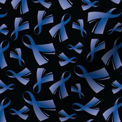 COLON Cancer Awareness Ribbon Blue Ribbon on Black-01