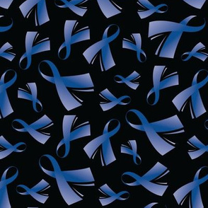 COLON Cancer Awareness Ribbon Blue Ribbon on Black-01