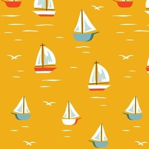 Sailboats on yellow