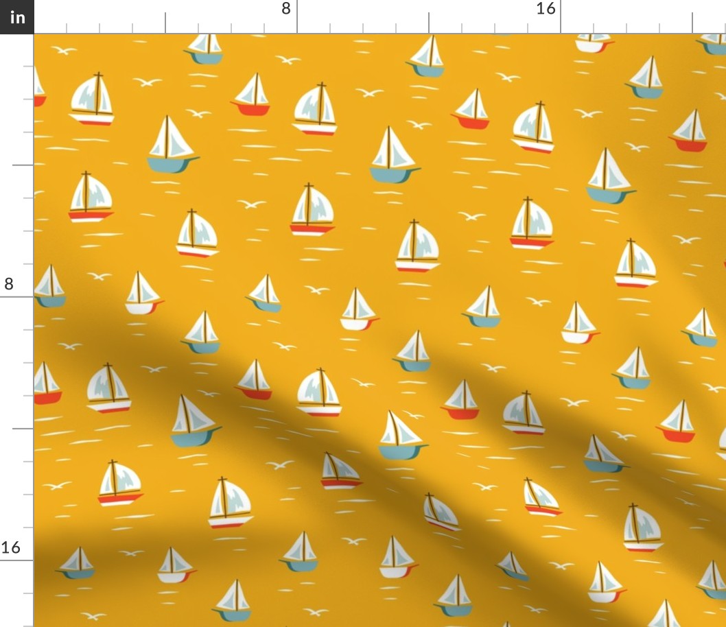 Sailboats on yellow