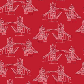  Sketchy London Tower Bridge seamless  pattern.