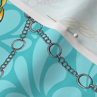 Chains on damask flat vector seamless pattern