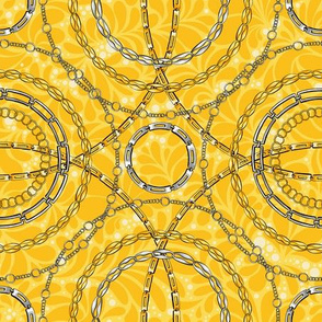 Chains on damask flat vector seamless pattern