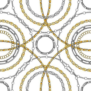 Gold and silver chain flat vector seamless pattern