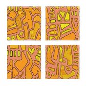 Batik - Mosaic Orange - Large Scale 54x48