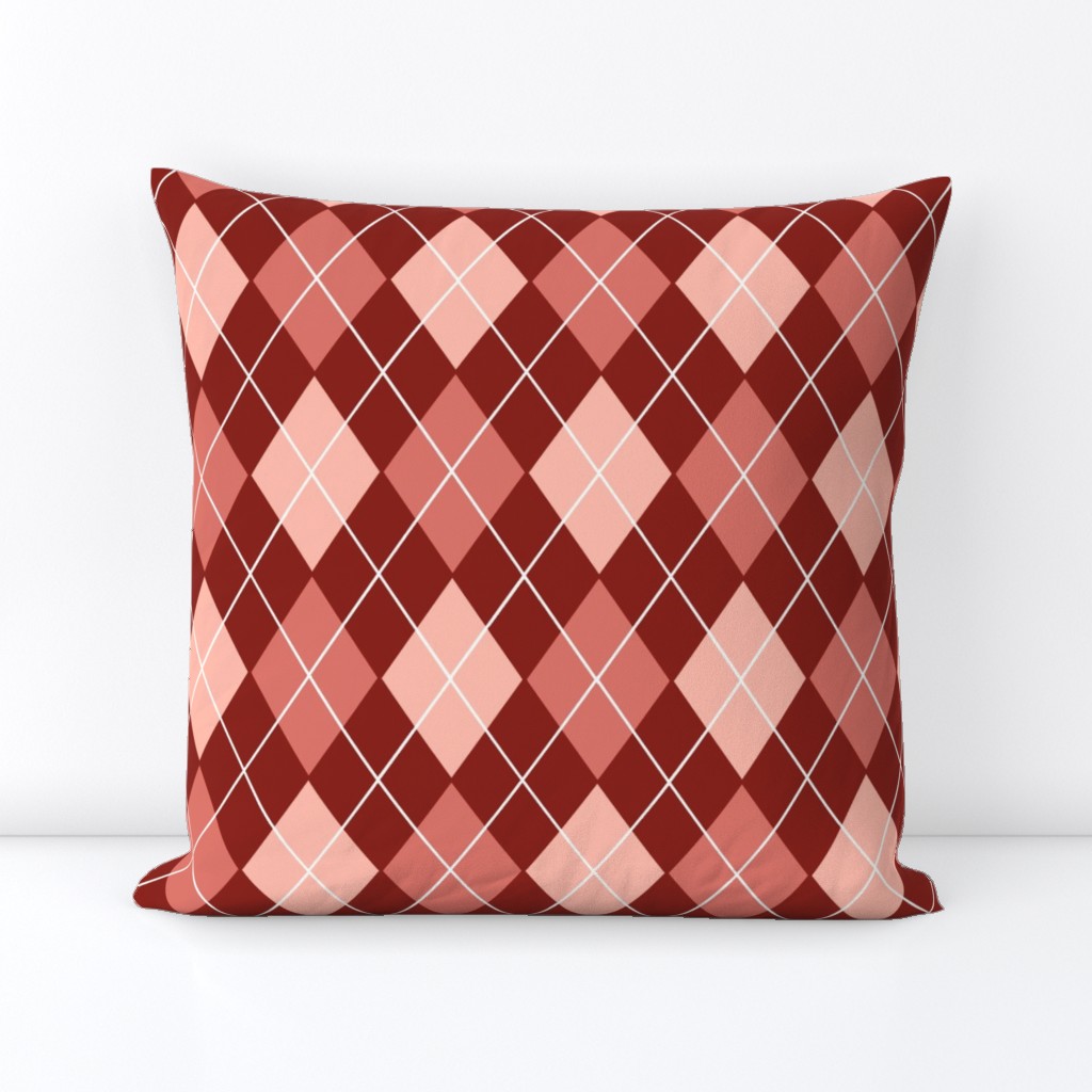 Classic Argyle Plaid in Burgundy Peach and Pink