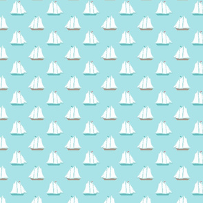 Tiny Sailboats on Blue