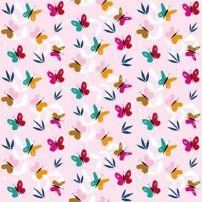 Butterfly pink floral girl pattern