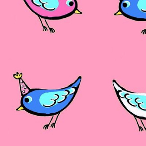 Birthday birds on pink