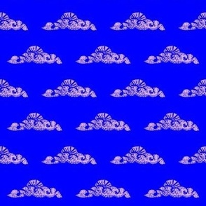 Cloud Sunrise blockprint-peach on cobalt