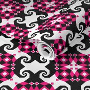 Stormy Seas - floating squares Pink Black