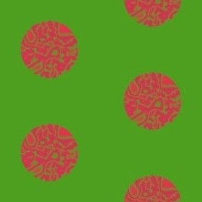 Red Textured Dot on Green