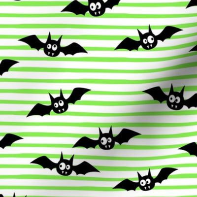 bats - cute halloween - green stripes - LAD19