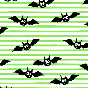 bats - cute halloween - green stripes - LAD19