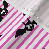 bats - cute halloween - pink stripes - LAD19