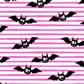bats - cute halloween - pink stripes - LAD19