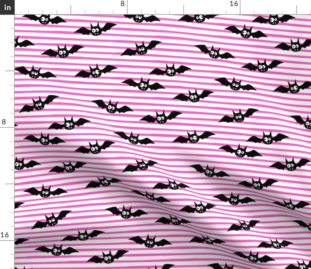 bats - cute halloween - pink stripes - LAD19