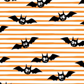 bats - cute halloween - orange stripes - LAD19
